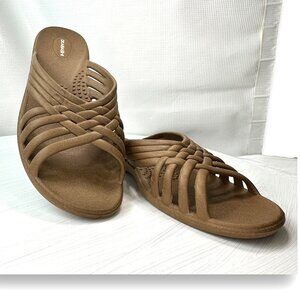 Okabashi Women’s Toffee Venice Slides Sandals Woven Style USA Sz 8-9